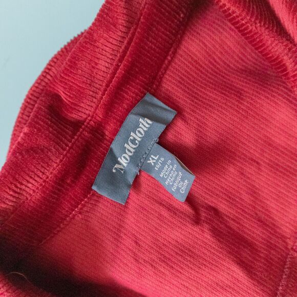 NEW Modcloth Red Long Sleeve Corduroy Button Front Dress Size XLarge - Picture 4 of 9